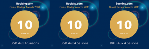 Aux 4 Saisons D,B&B heeft een Guest Review Award gewonnen voor 2018